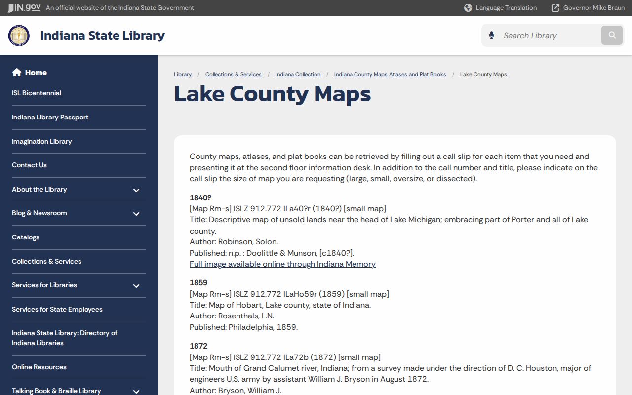 Merrillville neighbors historic Lake County map collection