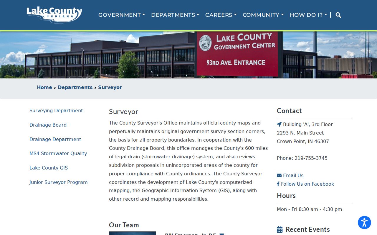 Merrillville neighbors Lake County Surveyor office information