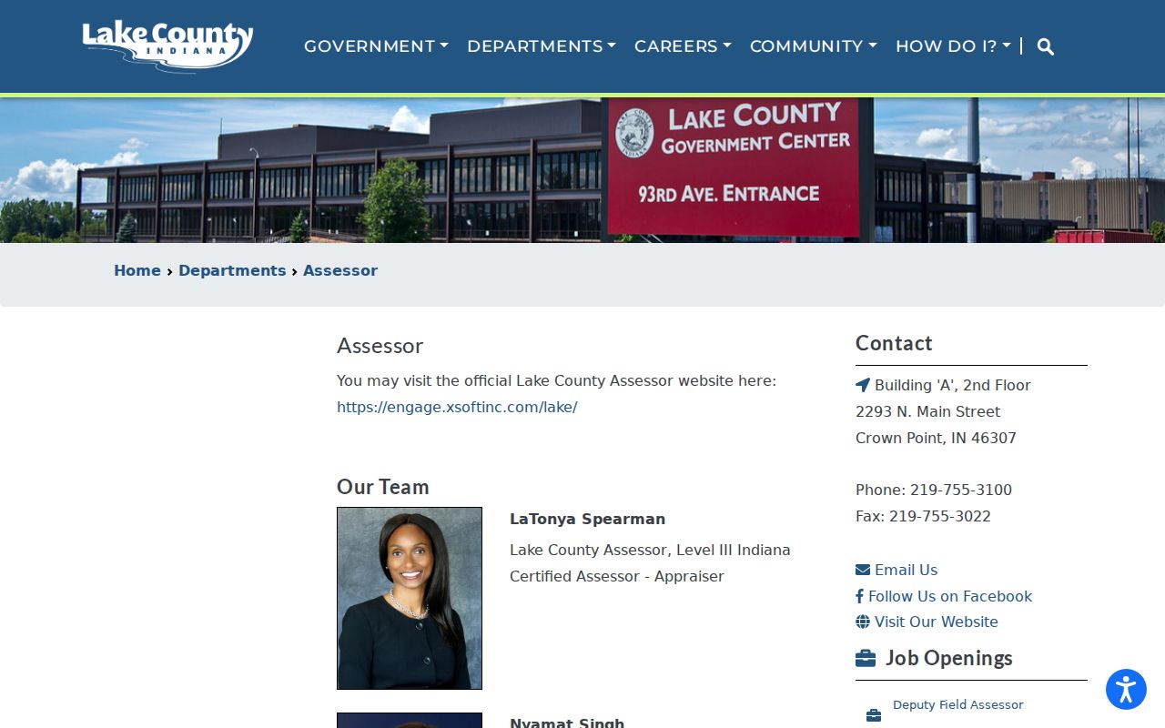 Merrillville neighbors Lake County Assessor office page