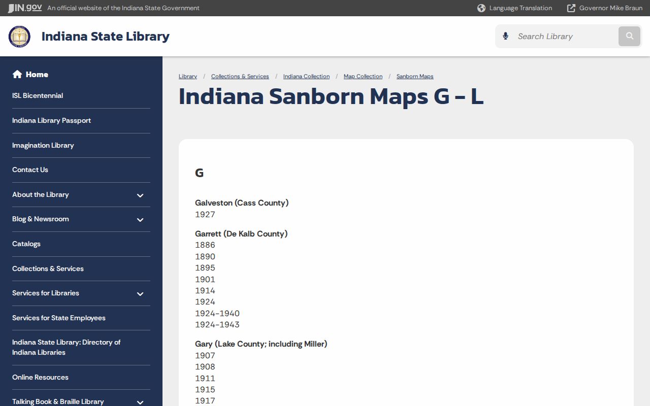 Merrillville previous residents Indiana historical map collection